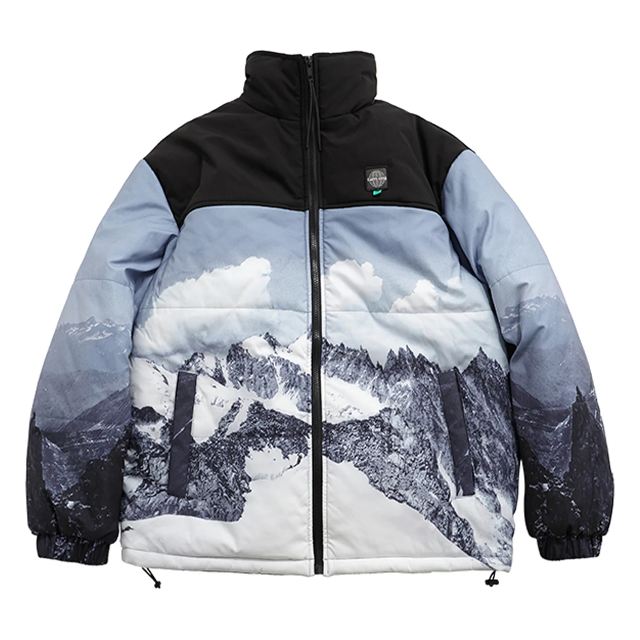 

3D Snow Mountain Print Thick Padded Parka Jackets Men Hip Hop Streetwear Parkas Harajuku Windbreaker Zipper Jacket Coats Outwear