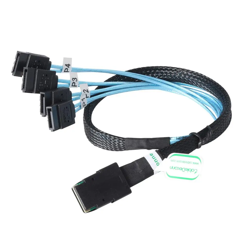 

Sas Sata Cable Mini-SAS SFF-8087 to 4 SATA Cable Mini SAS 4i SFF8087 36P To 4 SATA 7P Cable 12Gbps 50cm Hard Drive Data