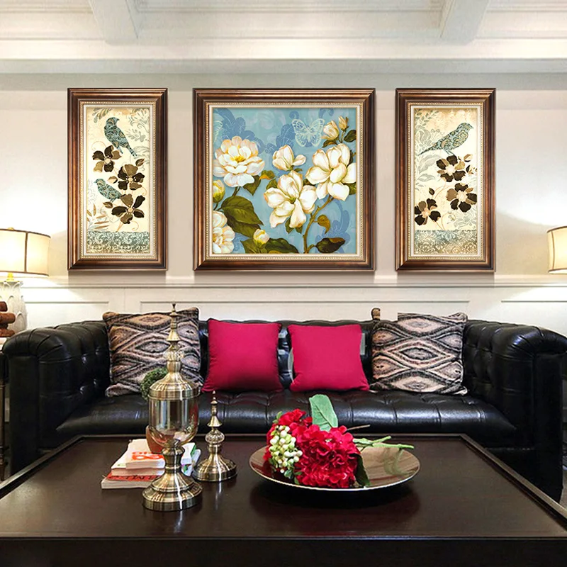 3 шт. Европейская ретро животная Печать холст Картина простая ручная роспись ваза