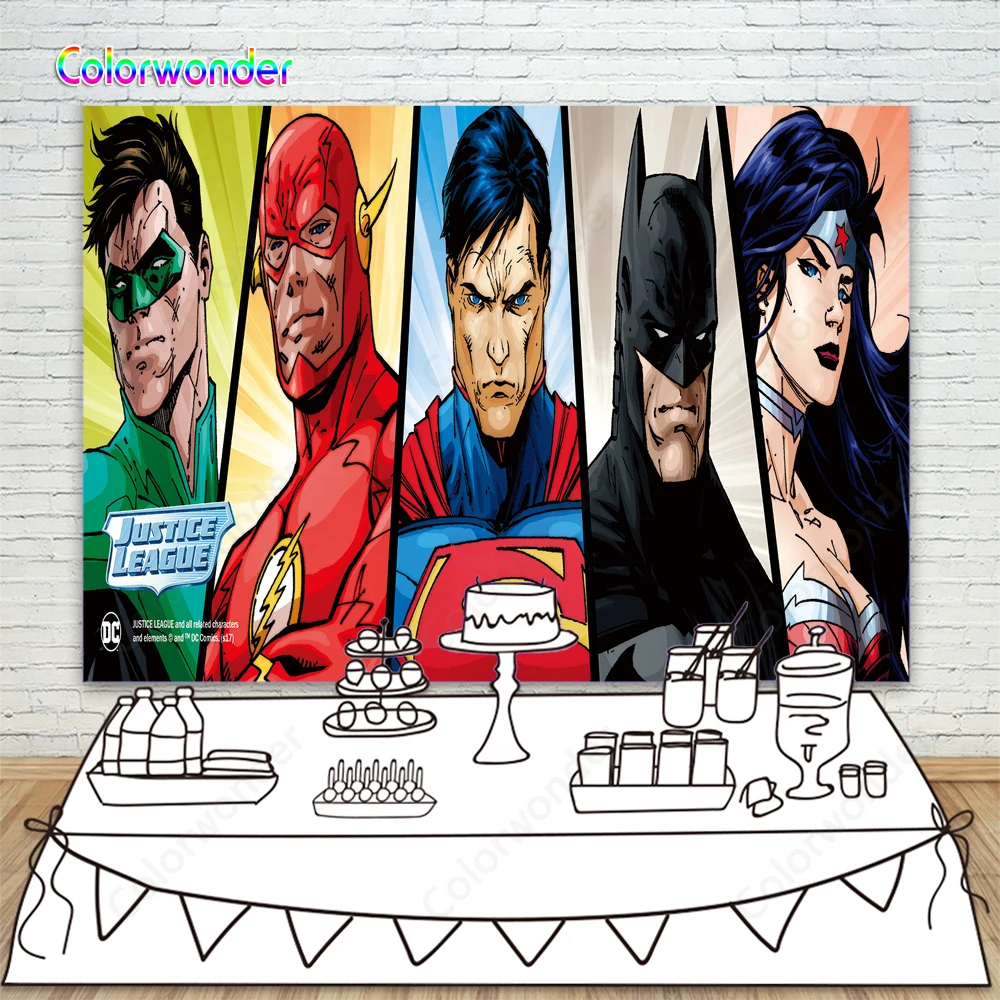 Фотофоны Супергерои тематическая вечеринка на день рождения Супермен Бэтмен с