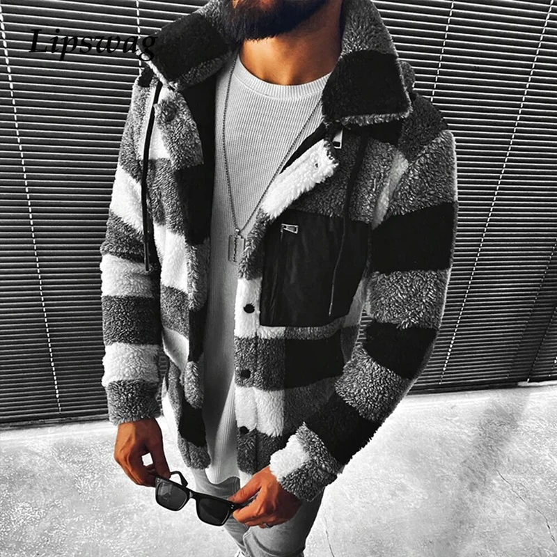 

Autumn Fashion Loose Hoodies Cardigan Mens Vintage Outerwear Winter Woolen Coats For Men Casual Plaid Long Sleeve Hooded Jackets