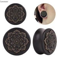 leosoxs 2 piece wood auricle mandala flower ear expansion european and american earplugs retro puncture jewelry explosion