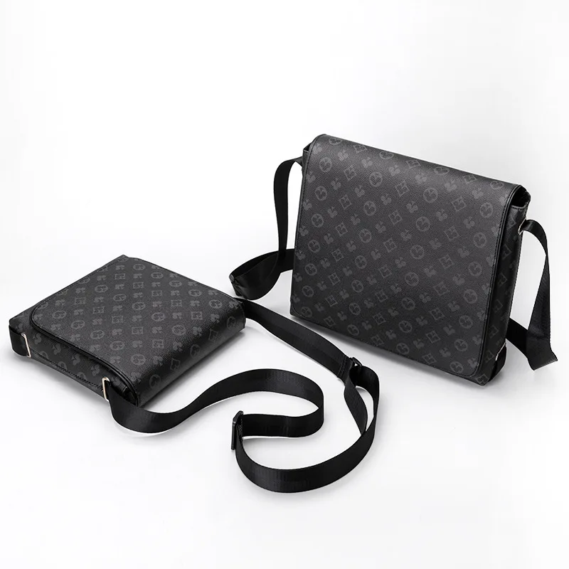 GLMAHUA Black Man Messenger Bags Classic Leather Shoulder Crossbody For Men Business Briefcase Sling Printed Male Bag |
