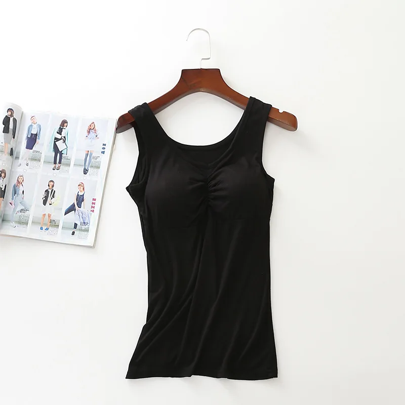 

TJ-TingJun Women's Modal Tank Top Sexy No Steel Ring One Piece Tank ,Camisole,Vests for women, Top With Chest Cushion f6388