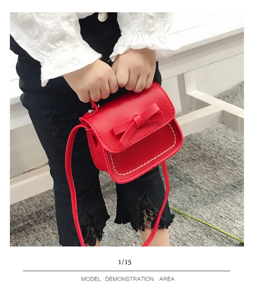 Сумка-мессенджер для девочек милый однотонный саквояж с бантом Детская сумочка