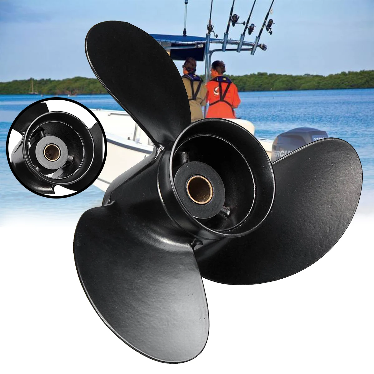 for Tohatsu Nissan-Mercury 8-9.8HP 3B2W64517-1 8.5X9 Outboard Propeller Boat Aluminum Alloy 3 Blades Black 12 Spline Tooths | Автомобили и