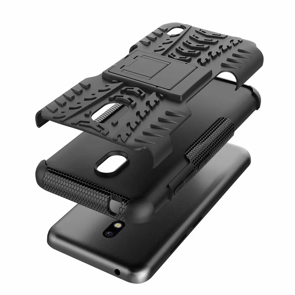 Для Nokia 2 жесткий чехол + силиконовый гибридный защитный резиновый мягкий гелевый
