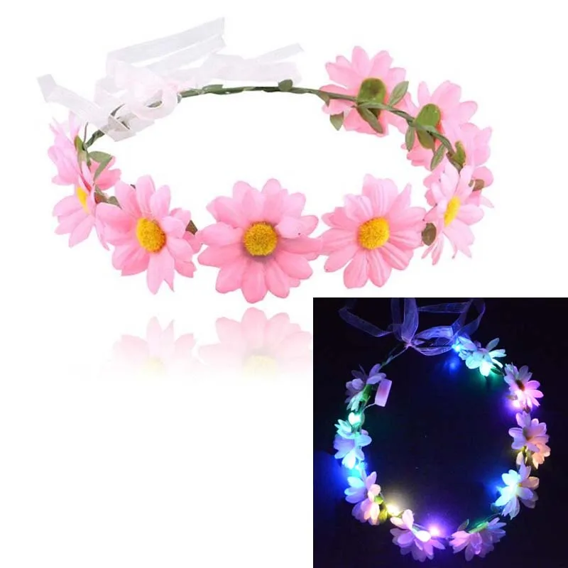 10 шт./лот Женская светодиодная мигающая Цветочная повязка на голову светящаяся