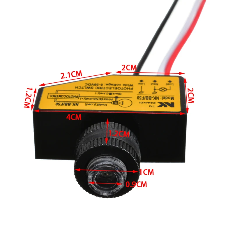 Работающего на постоянном токе 12 В в сумерках до рассвета переключатель мини
