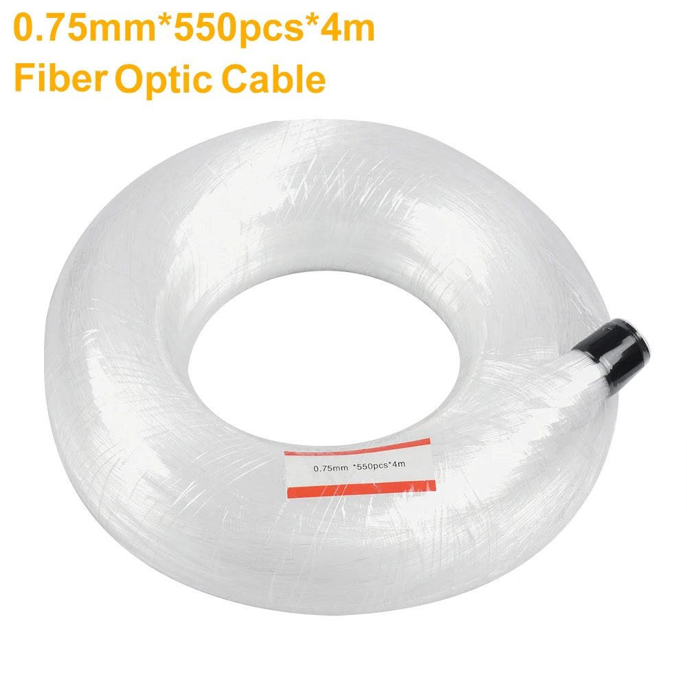 0.75mm*550PCS*4M PMMA Plastic Optical Fiber Cable End Glow For Starry Sky Light Source Machine Indoor Decoration