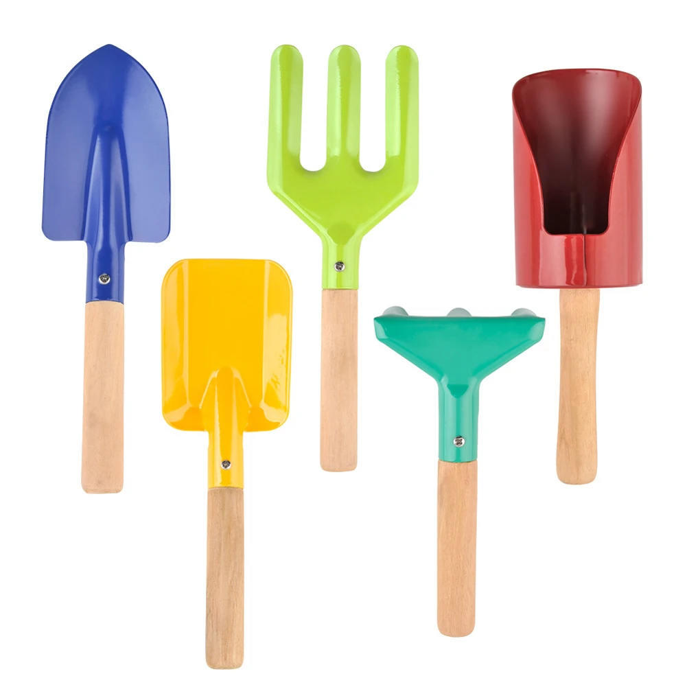 

9pcs Home For Boys Girls Gifts Loosening Soil Rake Shovel Wooden Handle Garden Tools Set With Bag Portable Outdoor Toys