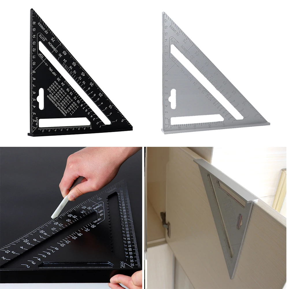 

Angle Ruler 7inch Metric Aluminum Alloy Triangular Measuring Ruler Woodwork Speed Square Triangle Angle Protractor