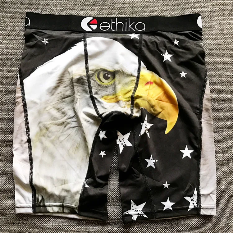 1 Роскошное Ethika Мужское нижнее белье, боксеры с мультяшным принтом, гей медведь, Сексуальные Длинные боксеры, мужские трусы, дышащие обтягивающие шорты, спортивные мужские трусы - Цвет: 1