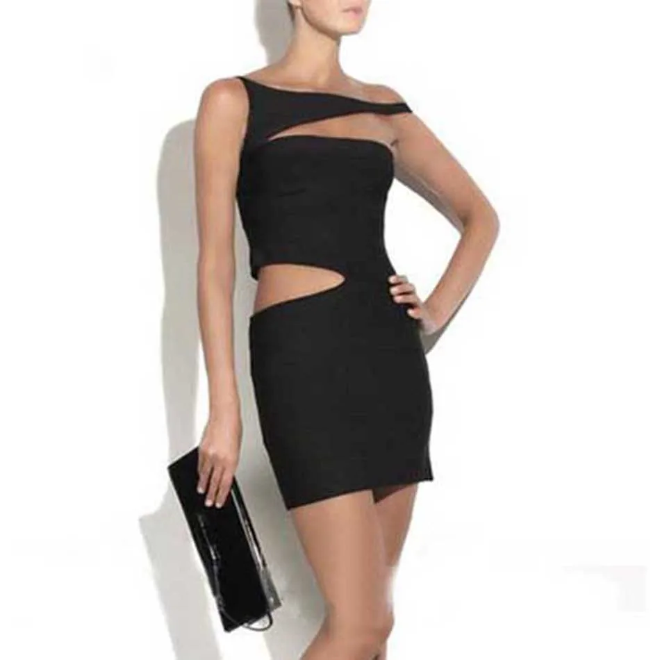 Новинка 2021 женское модное черное Бандажное платье с открытой спиной на