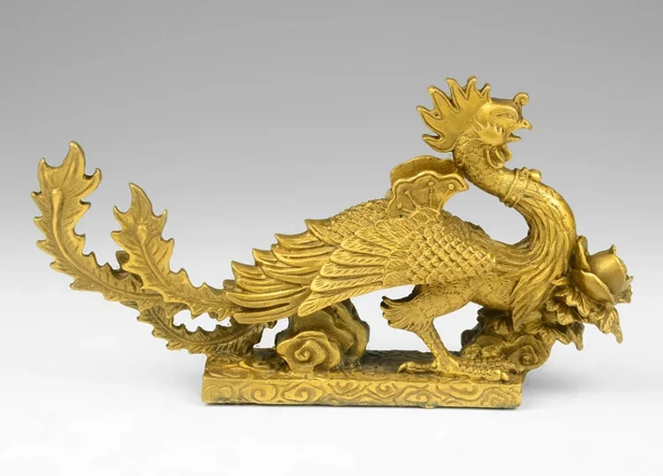 

LAOJUNLU Brass Phoenix Feng Shui Decoration Auspicious Pure Copper Phoenix Wedding Gift, small