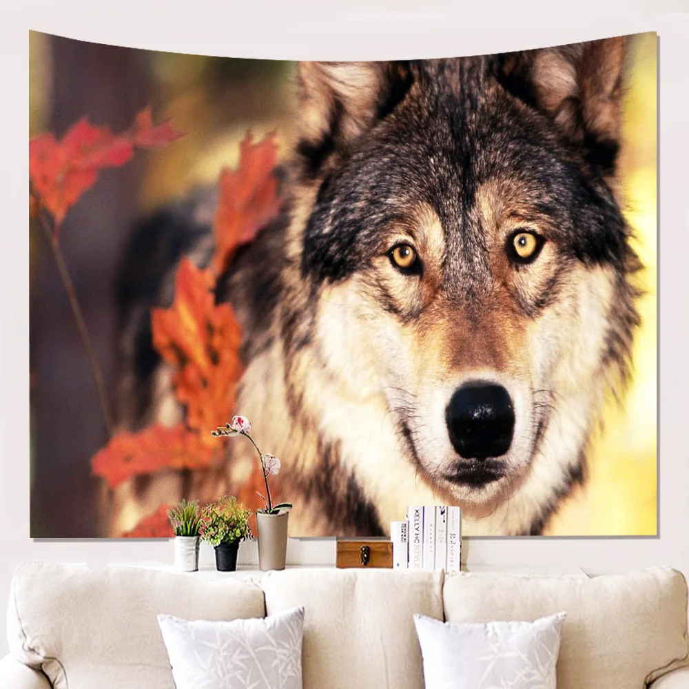 WUJIE домашний Декор настенный гобелен Одеяло волк узор Гостиная мультфильм
