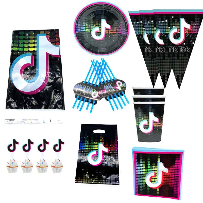 91 шт одноразовая посуда 10 человек используют вечерние украшения Tiktok