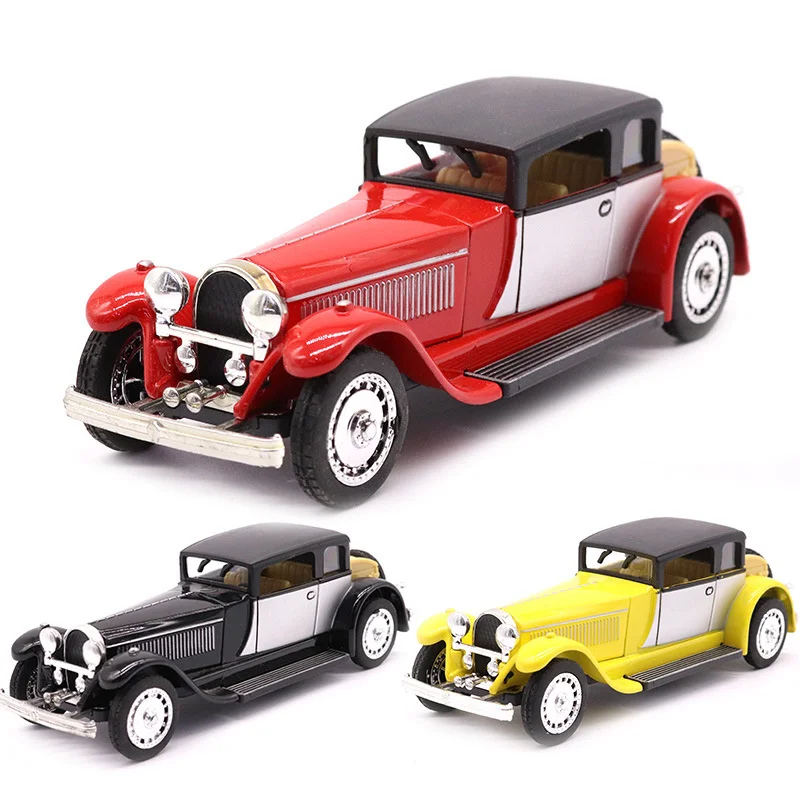 

Классический автомобиль 1:28, детская винтажная модель, игрушка, тянущаяся литой автомобиль из сплава, украшение для торта, подарок на день ро...