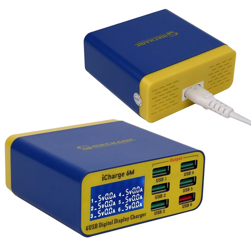 Умный зарядный USB-порт MECHANIC iCharge 6M QC 3 0 быстрая зарядка с цифровым ЖК-дисплеем