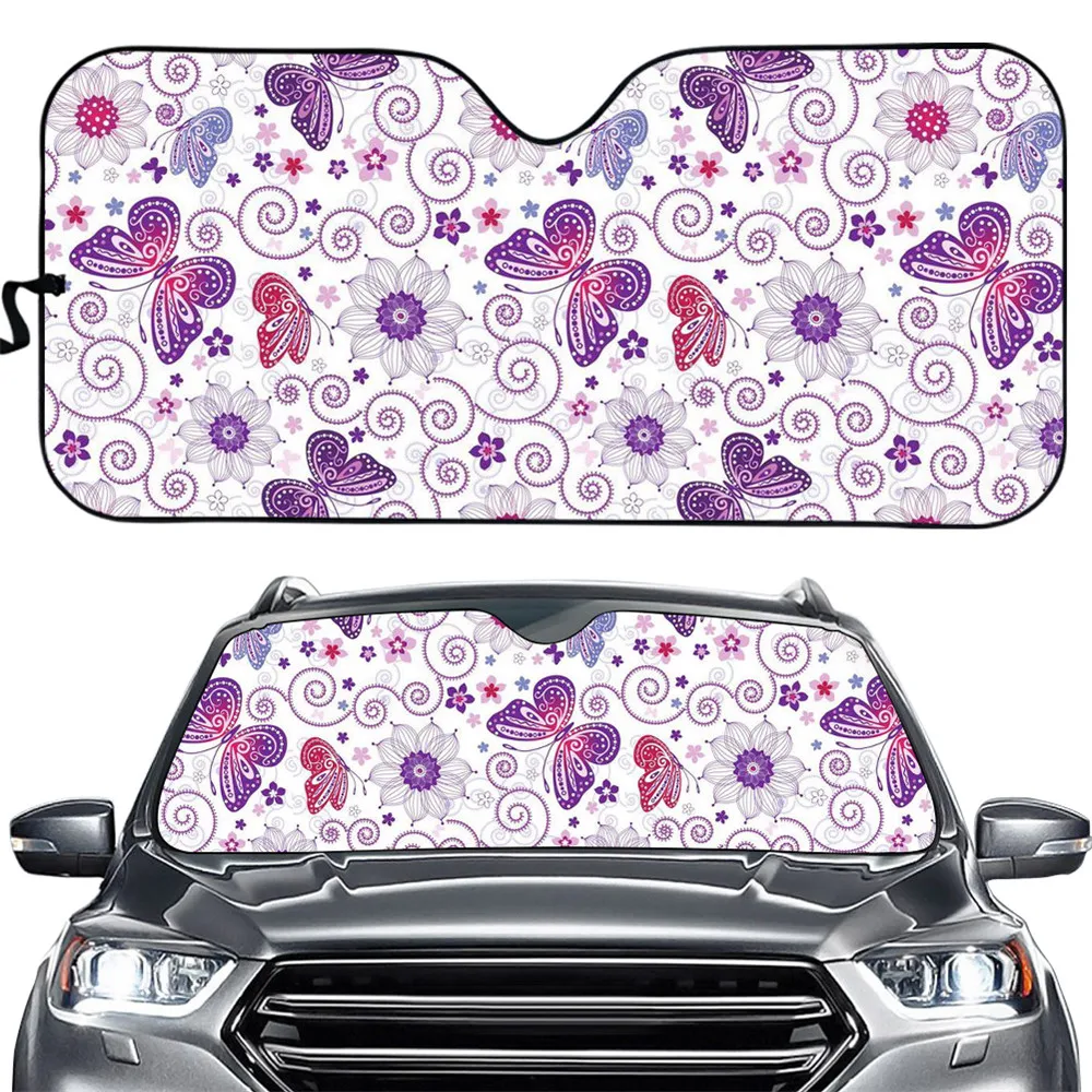 

INSTANTARTS Fashion Butterfly Design Windshield Sun Shades Heat Reflector Car Sun Shade for Windshield Cars Durable Accessories