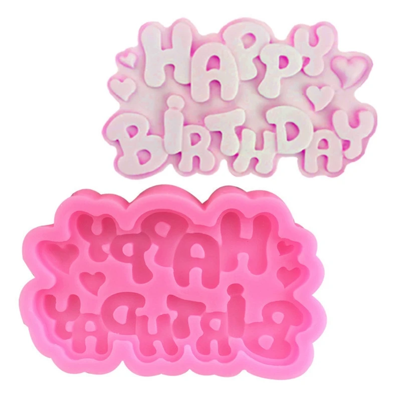 

English Letters Happy Birthday Shape Silicone Material Molds Fondant Candy Mold Baking Decoration Cake Decoration Moulds