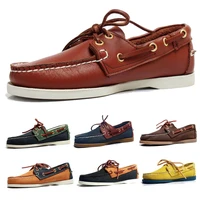 mens casual genuine suede leather docksides classic boat shoes loafers shoes unisex handmade shoes high quality