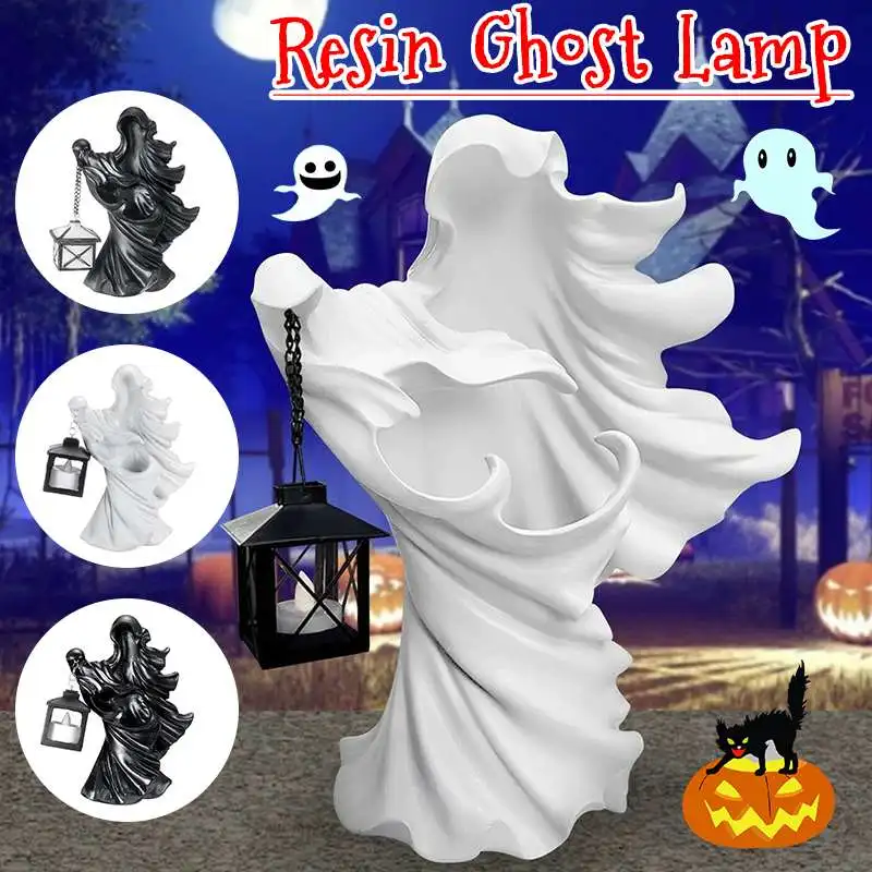 

The Ghost Looking for Light Hell Messenger with Lantern Witch Resin Lantern Halloween Ornament Decorative Lamp DropShipping