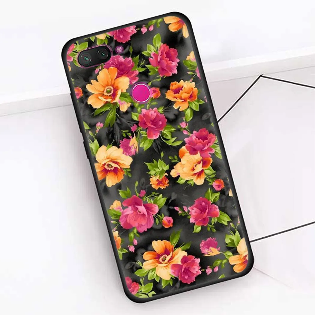 Мягкий силиконовый чехол для Redmi Note 5 6 7 8 Pro 5A 8T Prime 4X K30 Poco X2 черный телефона с розами