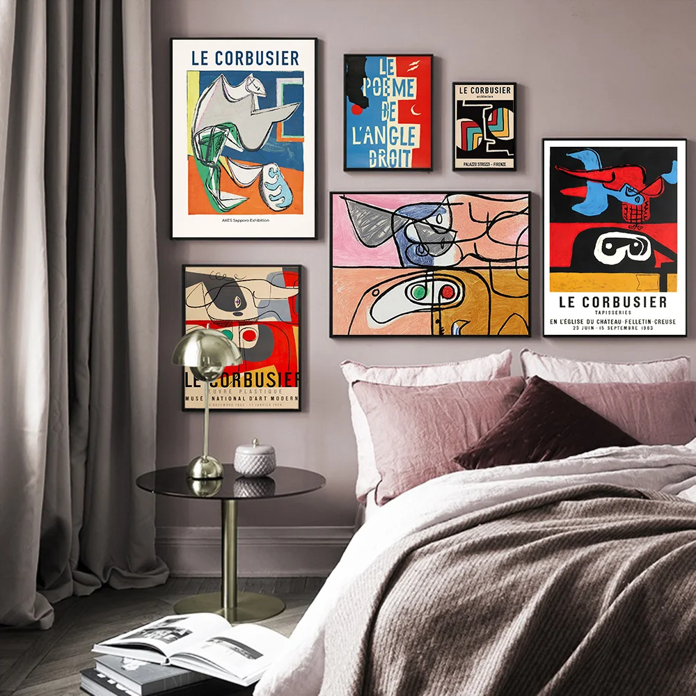 

Posters and Prints Le Corbusier Abstract Exhibition Poster Wall Art Line Face Picture Canvas Painting for Room Home Decor