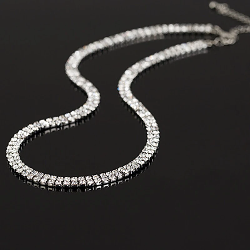 Goth Zircon Choker Necklace Rhinestone Crystal Collares Chain Statement Necklaces For Women Jewelry | Украшения и аксессуары