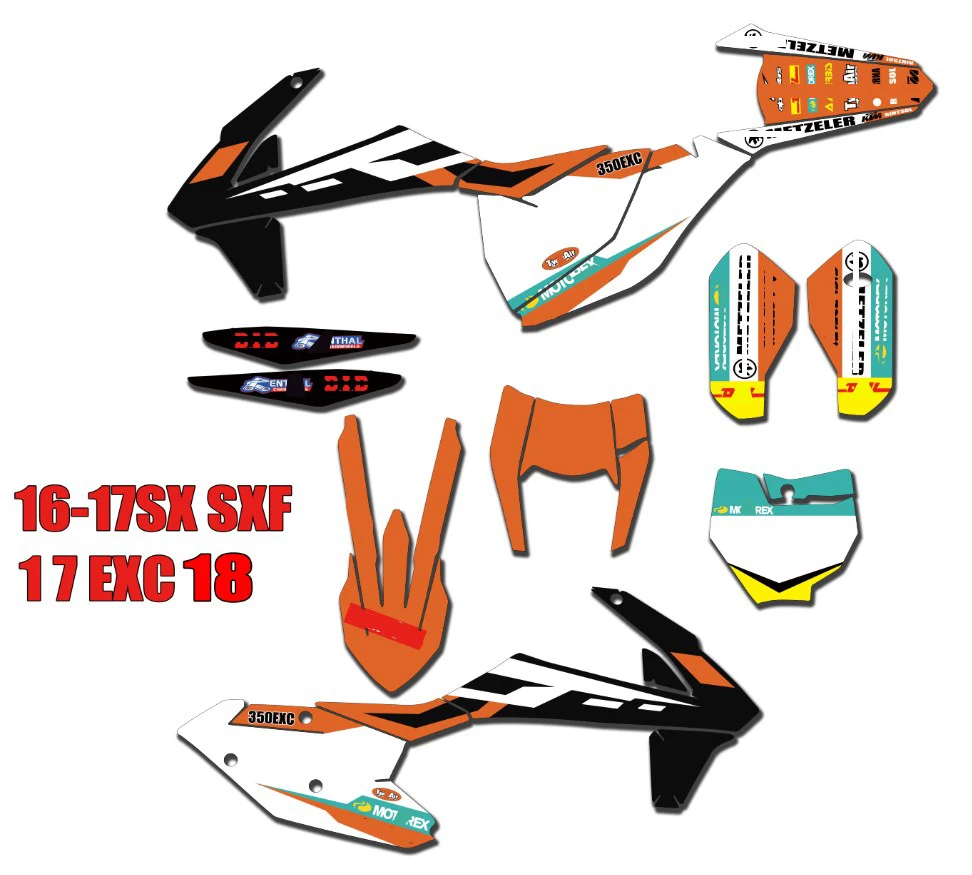 Графика с соответствующими наклейки-фон для KTM 2017-2018 EXC EXCF 250 350 300 450 500 SX SXF XC XCF 2016 2017