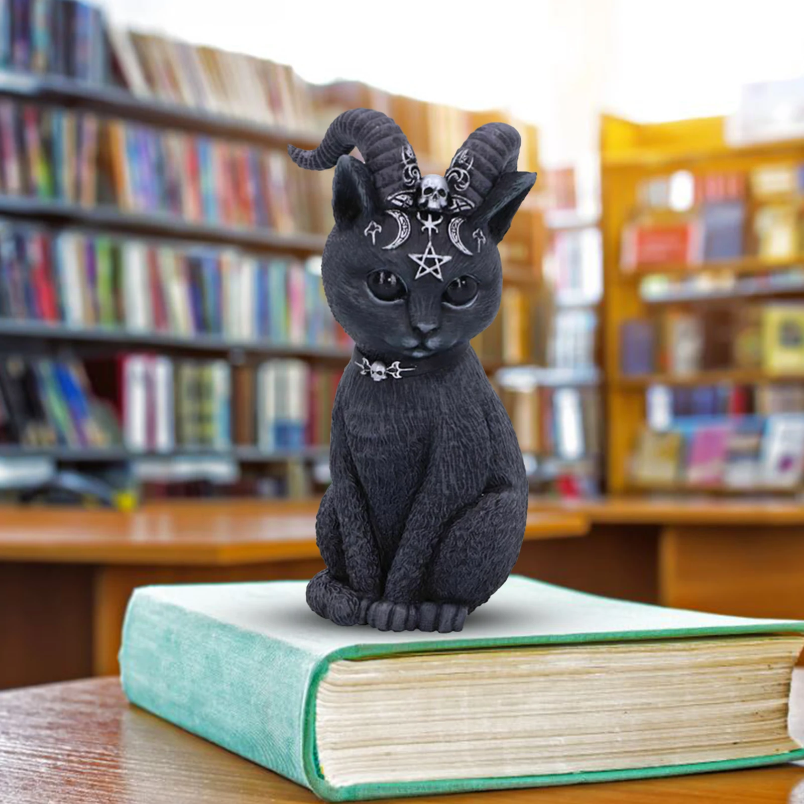 Статуэтка садового котенка из смолы Волшебная кошка украшения животных ведьма