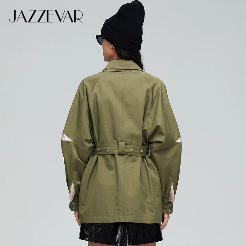 JAZZEVAR 2021 Новое поступление Осенний Тренч пальто для женщин три цвета модное
