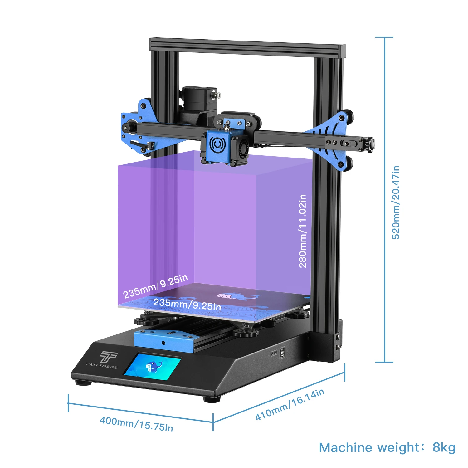 3D принтер Twotrees BLU-3 V2 235*235*280 мм профессиональный сделай сам для печати при сбоях