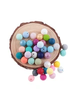 500pcs silicone beads teethers 15mm round chewable colorful baby teething for infant diy safe teether loose bead bpa free