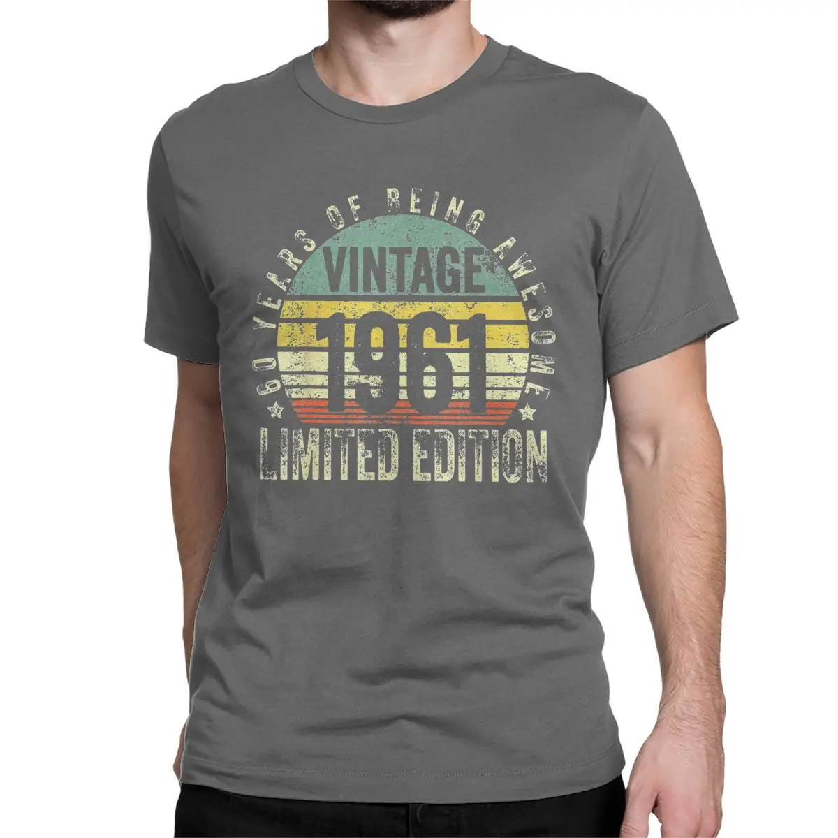 Футболка мужская из чистого хлопка с круглым вырезом 60 лет | Мужская одежда