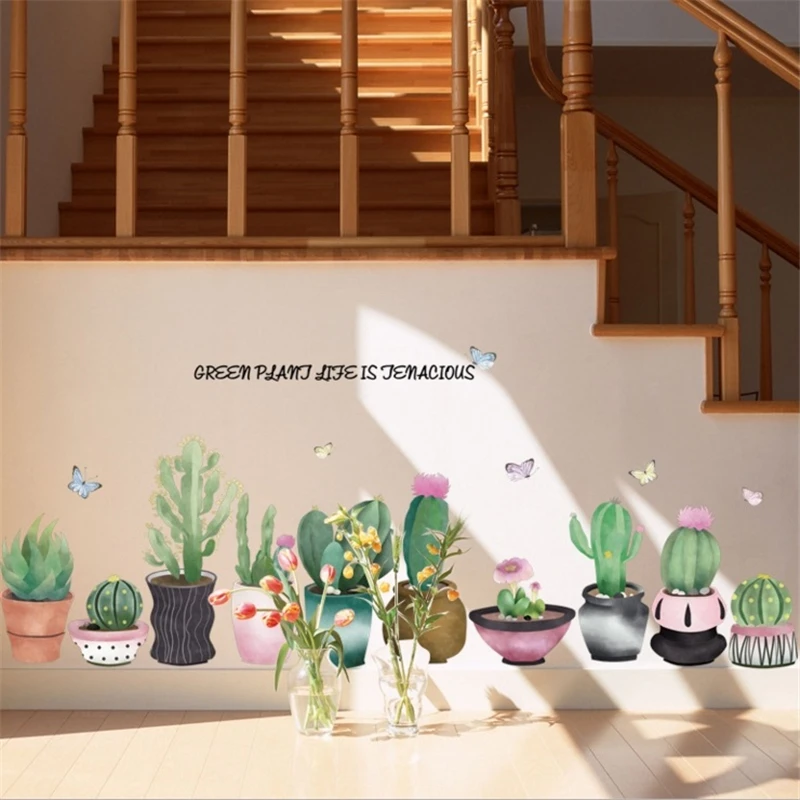 

Наклейка на стену с изображением зеленых растений и цветов