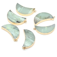 new natural stone pendants reiki heal moon shape amazonites charms for jewelry making diy women necklace earrings accessories