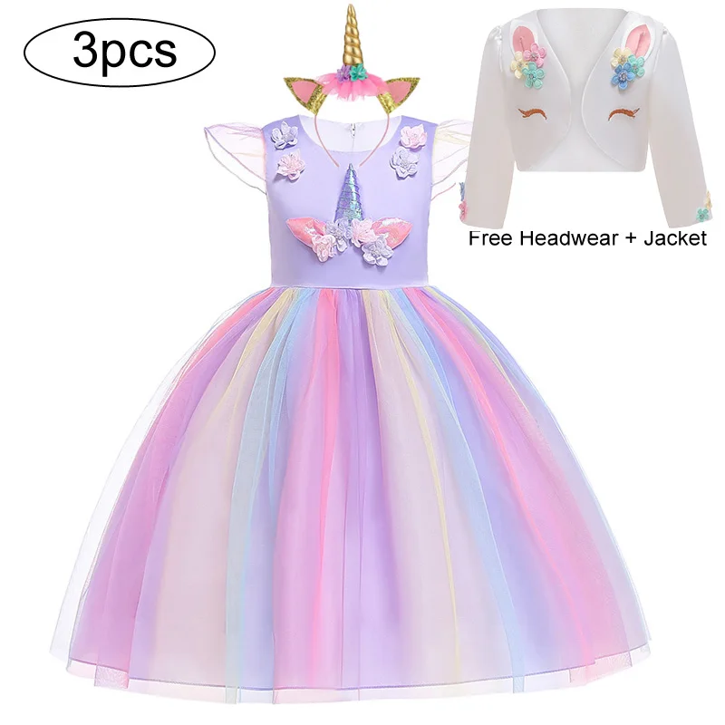 Единорог вечерние Детские платья для девочек костюм детская одежда детское