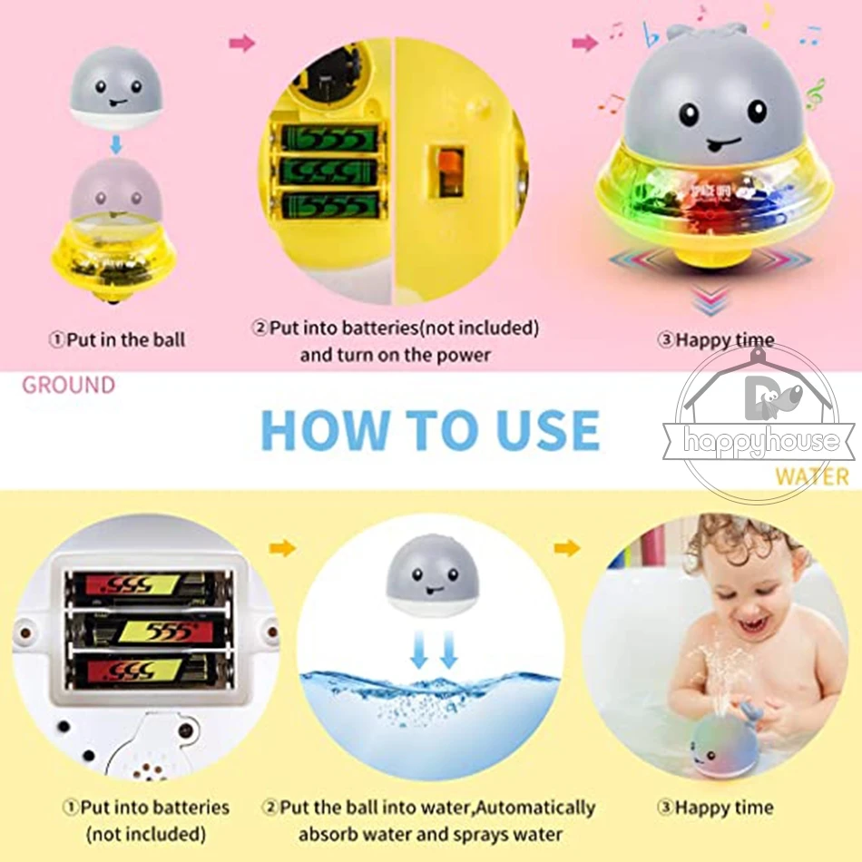 Baby Bath Toys Spray Water Shower Swim Pool Bathing Toys for Kids Electric Whale Bath Ball with Light Music LED Light Baby Toys images - 6