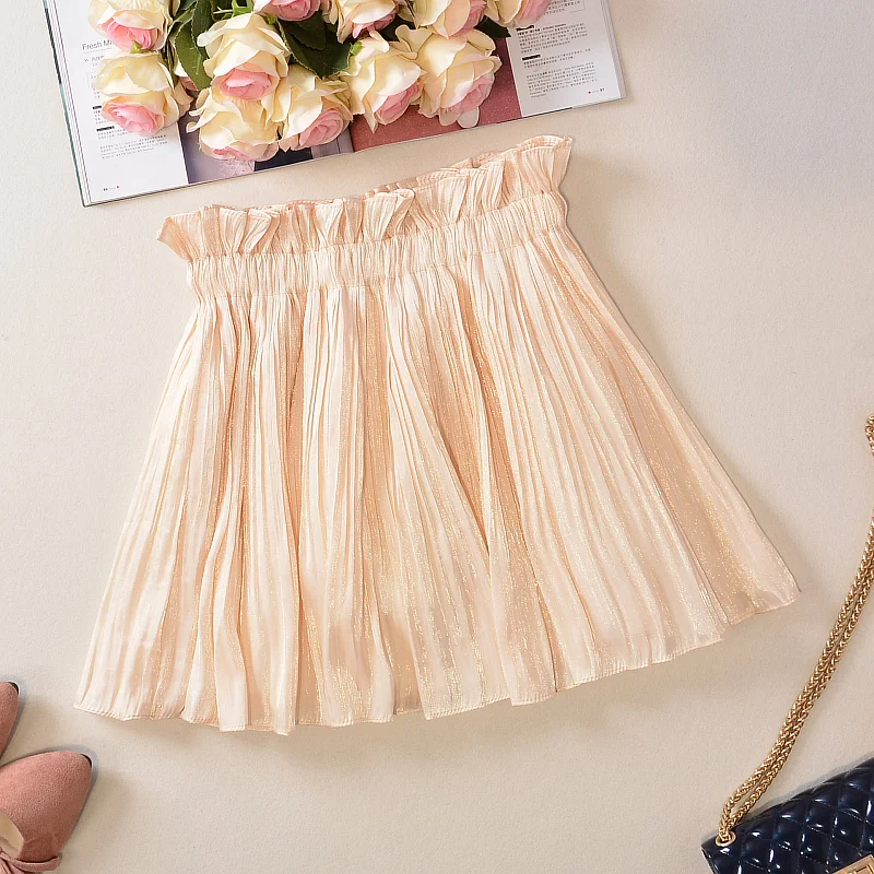Летние блестящие шелковые короткие юбки скользящая Корейская мини юбка с