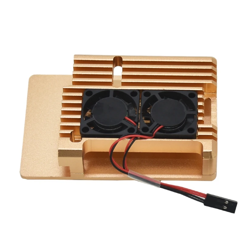 Для Raspberry Pi 4 4B Алюминий чехол Корпус кожух CNC охлаждения P/N: двойной вентилятор для