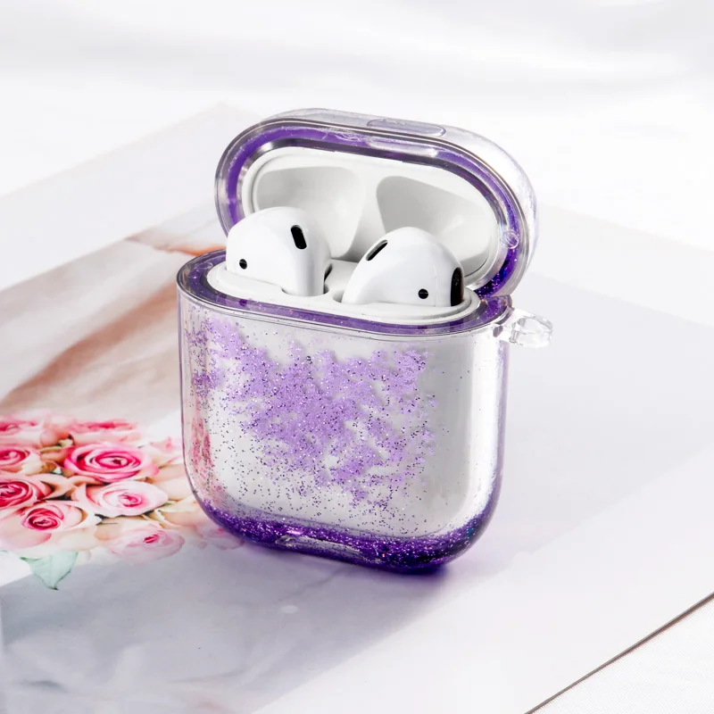 Чехол с блестками liquid Quicksand для Airpods 1 2 прозрачный чехол беспроводных Bluetooth