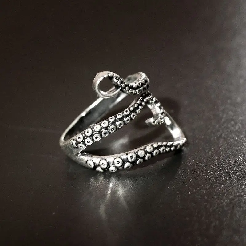 

Titanium Steel Gothic Deep Sea Squid Octopus Ring Fashion Jewelry Adjustable 97QF
