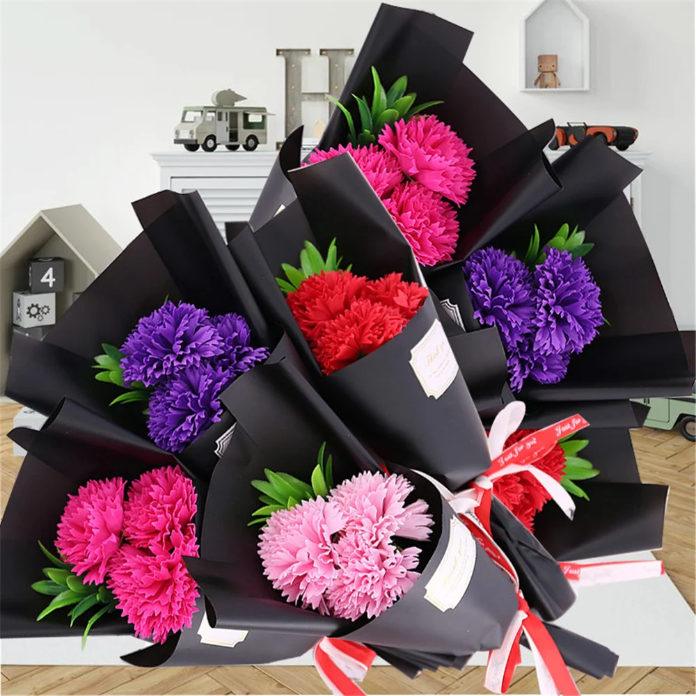 

3pcs Soap Flowers Rose Carnation Bouquet Mother's Day Gifts Valentine's Day Gift For Girlfriend artificial flowers Small Gifts