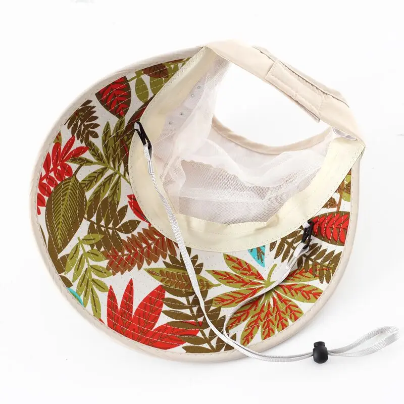 

Hot summer sun hat with pearl adjustable big heads wide-brimmed beach hat UV protection packable sun visor hat with 1PCS Ltnshry