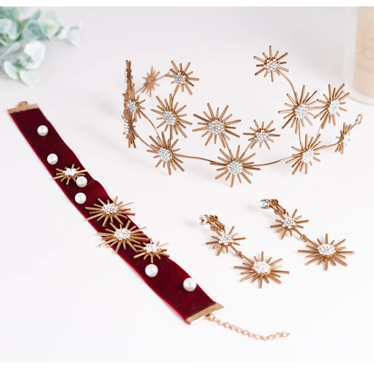 HIMSTORY Звездные повязки для волос невесты диадемы и короны Подсолнух RhinestoneWedding аксессуары для волос Ювелирная тиара De Noiva