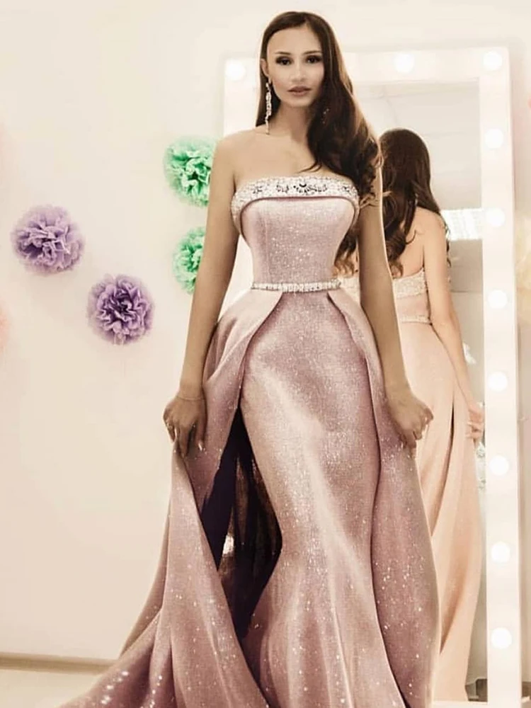 Роскошные вечерние платья VKbridal с кристаллами Длинные без бретелек ручным