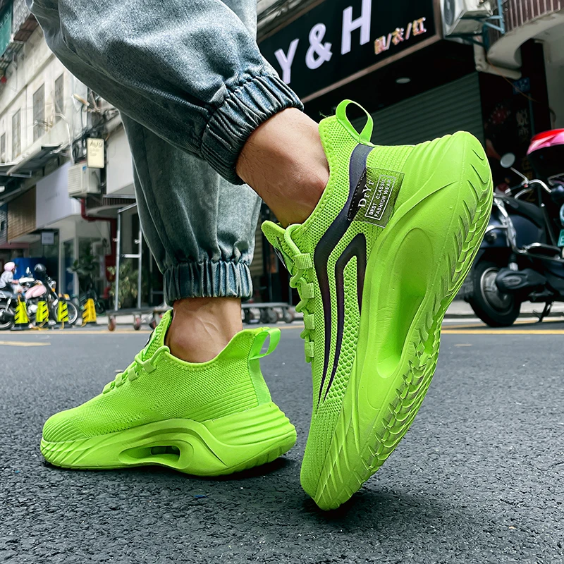 Newest Men's Mesh Breathable Sneakers Leisure Outdoor Footwear High Quality Lace Up Reflective Lightweight Running Shoes | Спорт и