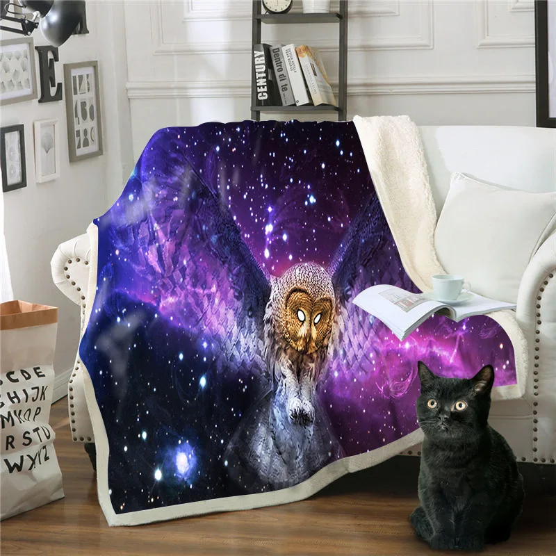 

Flannel Winter Bed Blanket Cartoon Owl Plaid on The Sofa Warm and Soft Throwing Blanket for Beds Plaids and Covers Plaid Noel